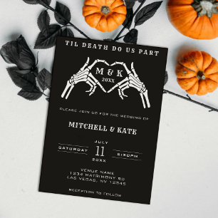 Til Death Do us Part Heart Hand Black Wedding Einladung