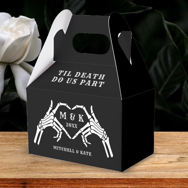 Til Death Do us Part Heart Hand Black Wedding Geschenkschachtel (Til Death Do Us Part Heart Hand Black Wedding Favor Boxes
)