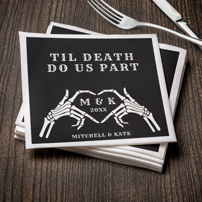 Til Death Do us Part Heart Hand Black Wedding Serviette (Til Death Do Us Part Heart Hand Black Wedding Napkins
)