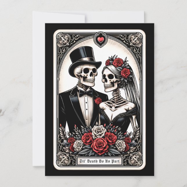 Til Death Do us Part Rose Tarot Hochzeit Einladung (Vorderseite)