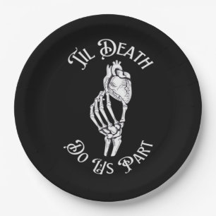 Til Death Do us Part Skeleton Hand hält Anatomie Pappteller