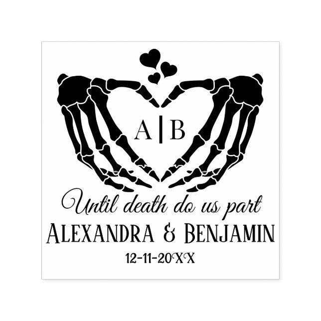 Til Death Do us Part Skeleton Hands Herz-Zeichen # Permastempel (Design)