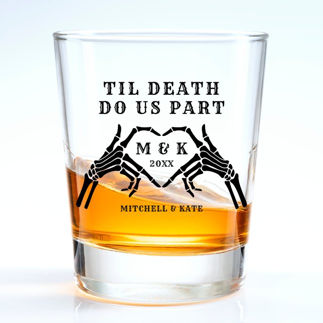 Til Death Do us Part Skeleton Heart Hand Wedding Schnapsglas (Til Death Do Us Part Skeleton Heart Hand Wedding Shot Glass
)
