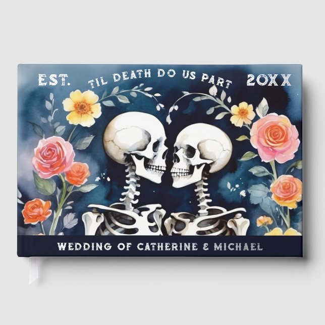 Til Death Do us Part Skeletons Gothic Wedding Gästebuch (Vorderseite)