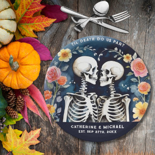 Til Death Do us Part Skeletons Gothic Wedding Pappteller