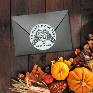 Til Death Do us Part Skeletons Gothic Wedding Runder Aufkleber