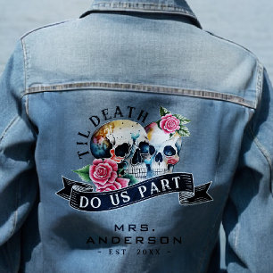 Til Death Do us Part Skulls & Rose Mrs. Wedding Jeansjacke