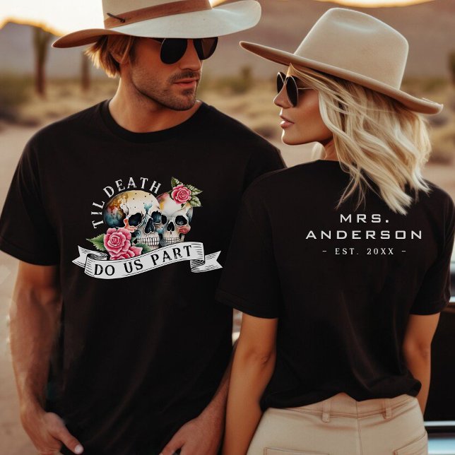 Til Death Do us Part Skulls & Rose Mrs. Wedding T-Shirt (Til Death Do Us Part Skulls & Roses Mrs. Wedding T-Shirt)