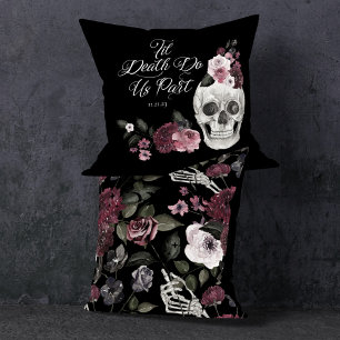 Til Death Do us Part Watercolor Skelett Rose errei Kissen