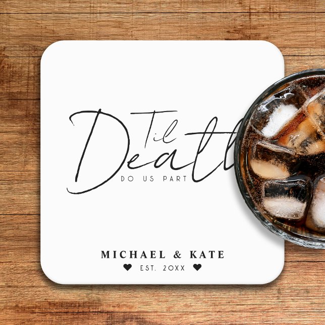 Til Death Do us Part White Wedding Rechteckiger Pappuntersetzer (Til Death Do Us Part White Wedding Square Paper Coaster
)