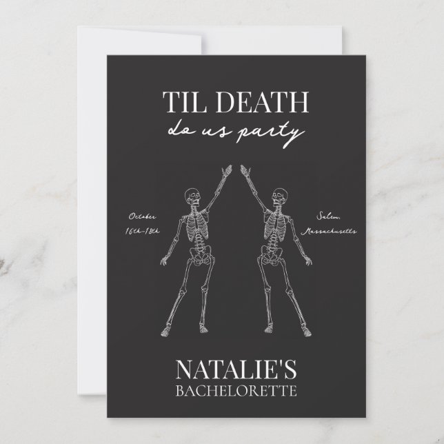 Til Death Do Us Party Bachelorette Einladung (Vorderseite)