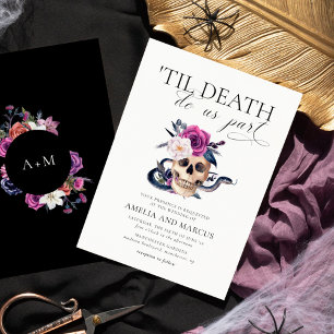 "Til Death Do us us Part Lila & Black Wedding Invi Einladung