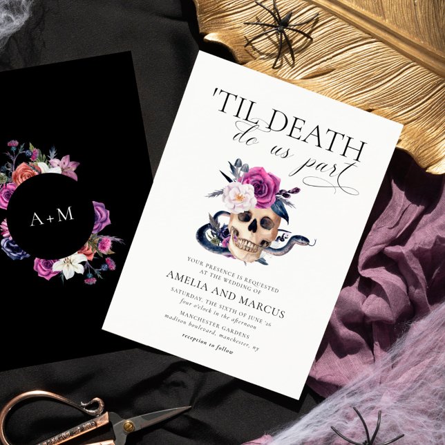 "Til Death Do us us Part Lila & Black Wedding Invi Einladung (Von Creator hochgeladen)