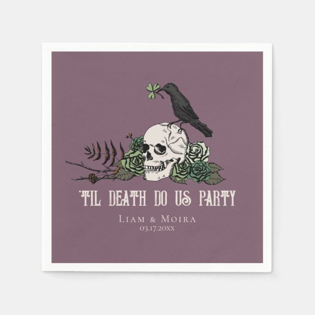 Til Death Goth Irish Skull Brautparty Party Serviette (Vorderseite)