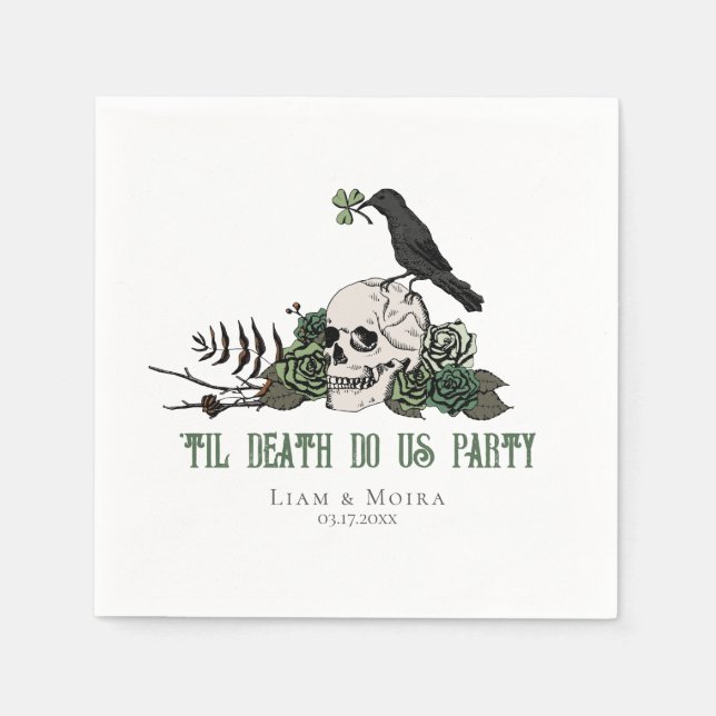 Til Death Goth Irish Skull Brautparty Party Serviette (Vorderseite)
