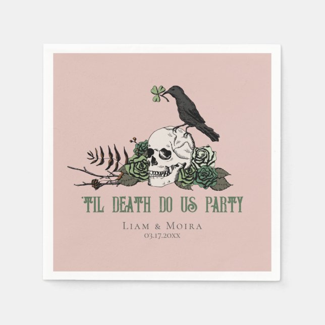 Til Death Goth Irish Skull Brautparty Party Serviette (Vorderseite)