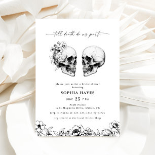 Til Death Gothic Floral Skull Black Brautparty Einladung