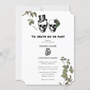 Til Death Gothic Heart Floral Skulls Wedding Einladung