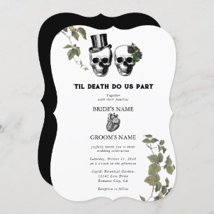 Til Death Gothic Heart Floral Skulls Wedding Einladung
