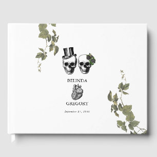 Til Death Gothic Heart Floral Skulls Wedding Gästebuch