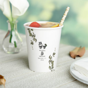 Til Death Gothic Heart Floral Skulls Wedding Pappbecher