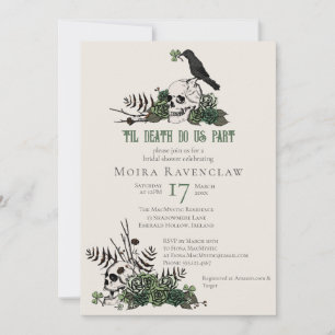 Til Death Gothic Irish Floral Skull Brautparty Einladung