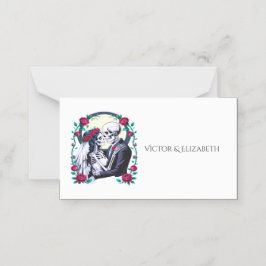 Til Death Gothic Skeleton Couple Pink Rose Wedding Platzkarte