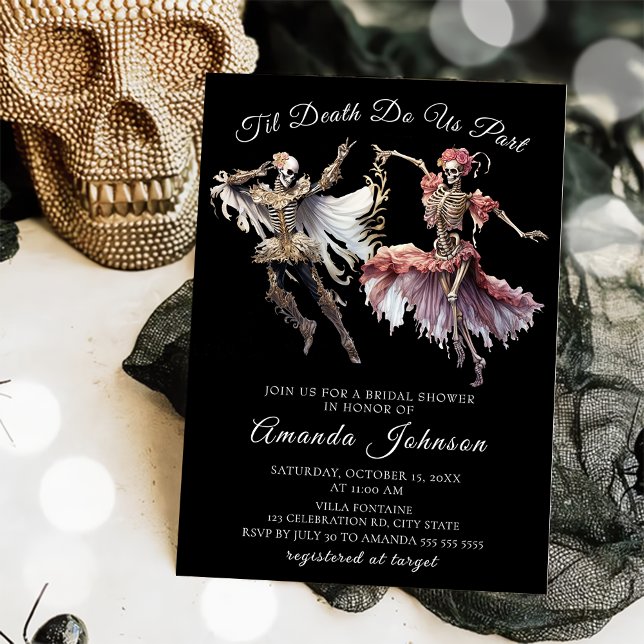 Til Death Gothic Skeleton Halloween Brautparty Einladung (Von Creator hochgeladen)