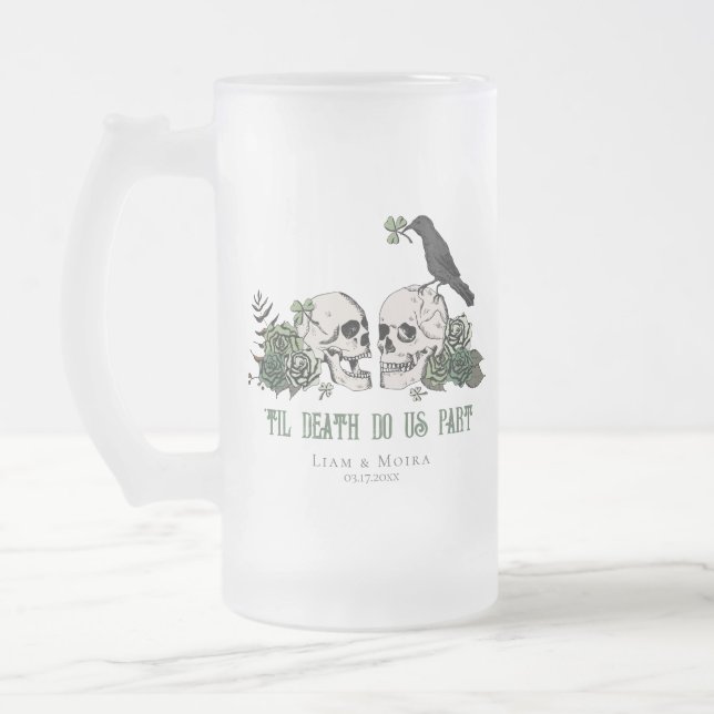 Til Death Gothic St Patricks Day Floral Skull Mattglas Bierglas (Links)