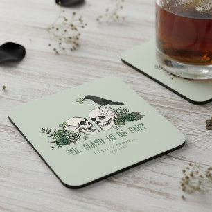 Til Death Gothic St Patricks Day Floral Skull Rechteckiger Pappuntersetzer