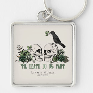 Til Death Gothic St Patricks Day Floral Skull Schlüsselanhänger