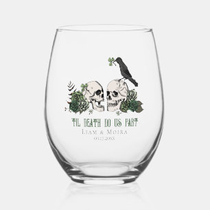 Til Death Gothic St Patricks Day Floral Skull Weinglas Ohne Stiel