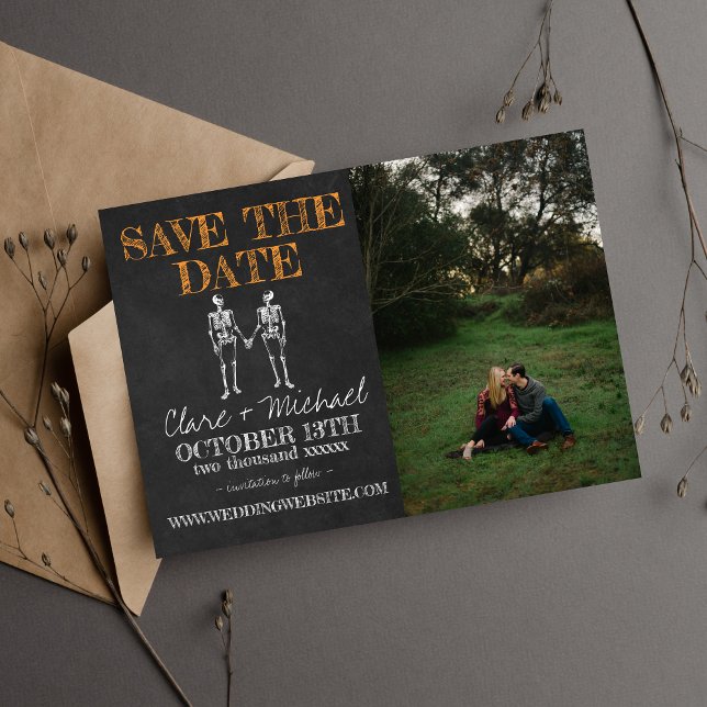 Til Death Halloween Skeleton Orange Save the Date (Von Creator hochgeladen)