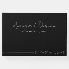 Til Death Minimal Black Wedding Guest Book Gästebuch