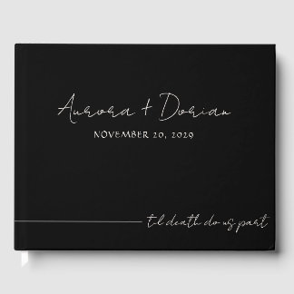 Til Death Minimal Black Wedding Guest Book Gästebuch