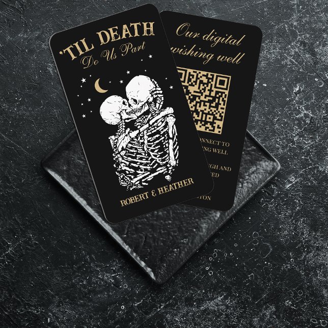 Til Death Skeleton Goth Wedding Registry QR Code Begleitkarte (Von Creator hochgeladen)