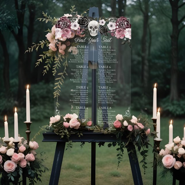 Til Death Skeleton Gothic Wedding Seating Chart Acrylschild (Til Death Skeleton Gothic Wedding Seating Chart)