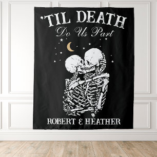 Til Death Skeleton Lovers Tarot Card Goth Wedding Wandteppich