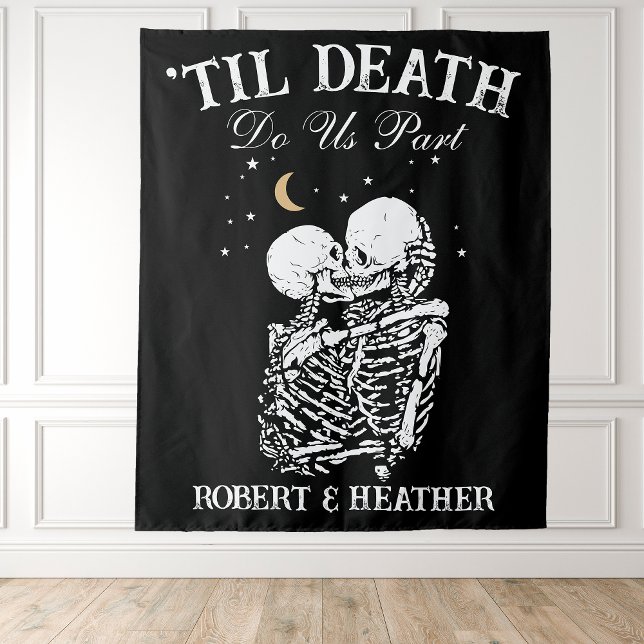 Til Death Skeleton Lovers Tarot Card Goth Wedding Wandteppich (Von Creator hochgeladen)