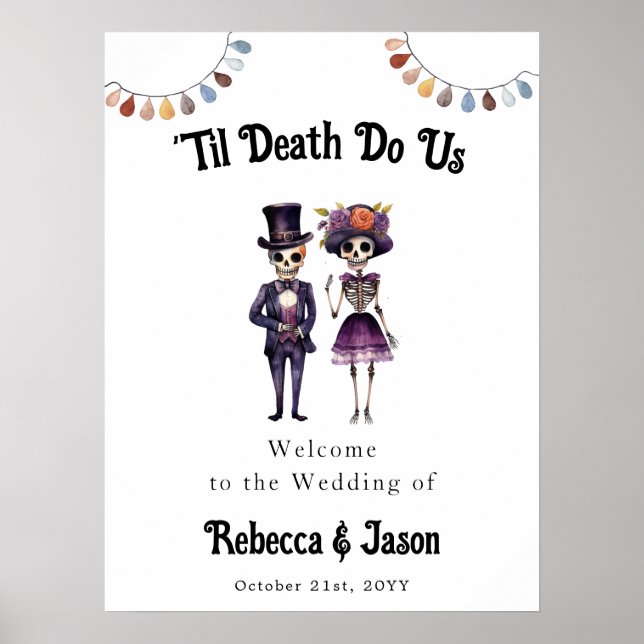 Til Death Skeletons Wedding Welcome Sign Poster (Vorne)