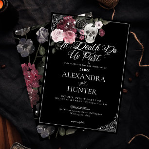 Til Death Watercolor Skull Rose Gothic Wedding Einladung