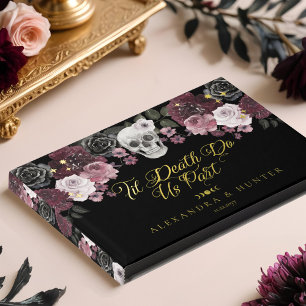 Til Death Watercolor Skull Rose Gothic Wedding Gästebuch