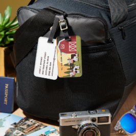 Til the Cows Come Home Two Cows Red Barn Sunrise Gepäckanhänger