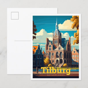 Tilburg Netherlands Travel Vintag Illustration Postkarte