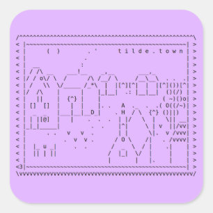 tilde.town ASCII Kunstaufkleber Quadratischer Aufkleber