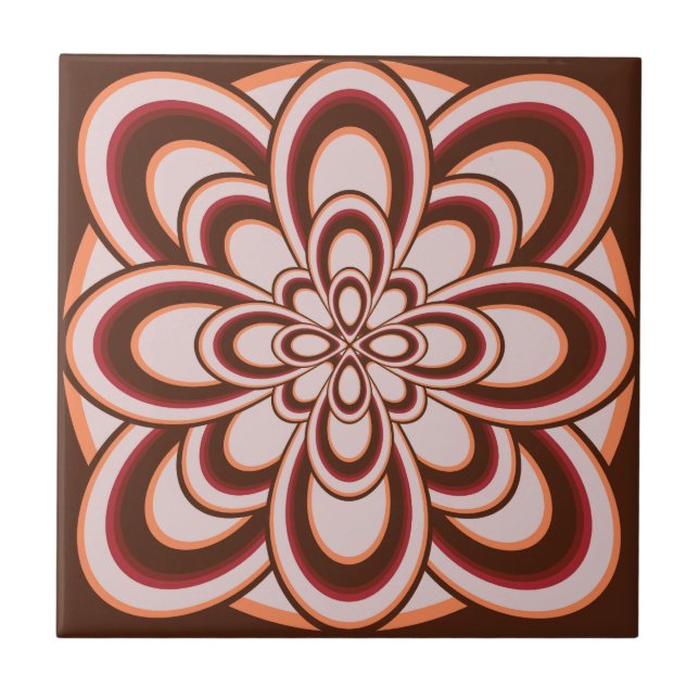 Tile, Abstrakte Blume 2, Brauner Pfirsichwein Fliese (Vorderseite)