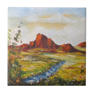 Tile Ann Hayes Painting Red Rock Canyan Fliese
