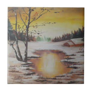 Tile Ann Hayes Painting Winterszene Fliese
