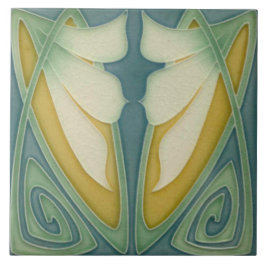 Tile - Art Nouveau Blue Hintergrund Elfenbeinküste Fliese