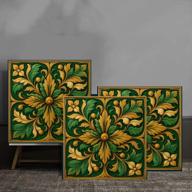 Tile de ornamento floral oriental - Verde  Fliese (Von Creator hochgeladen)